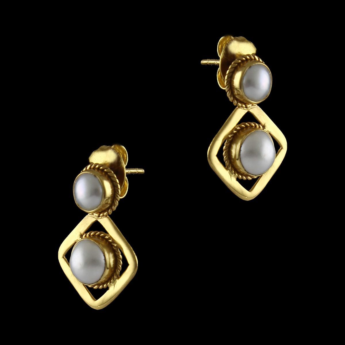 gold plated pearl earrings