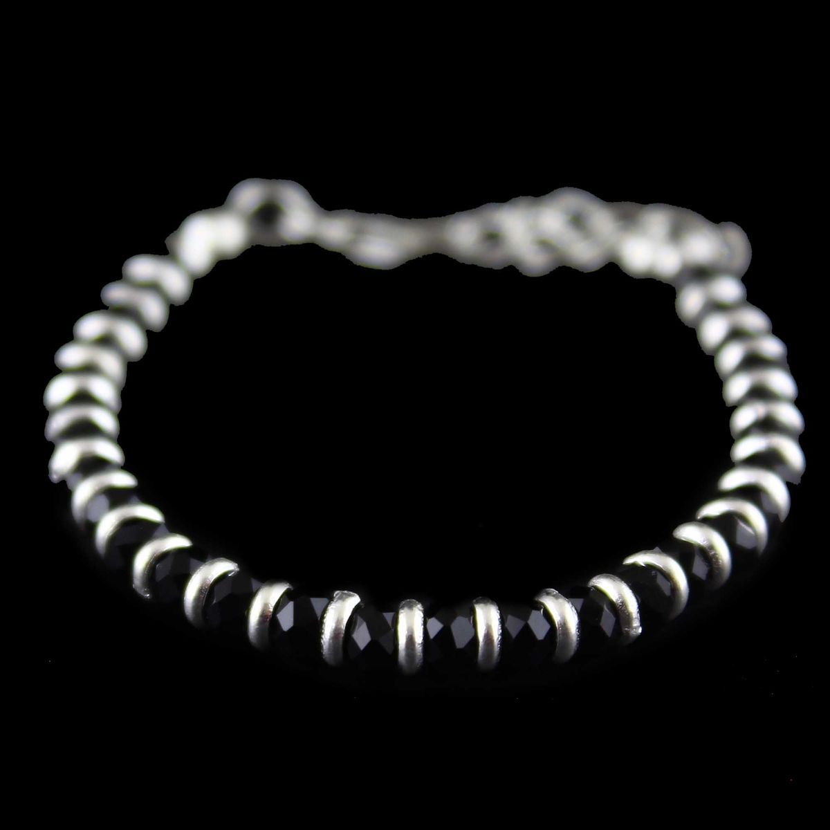 silver black beads bangles