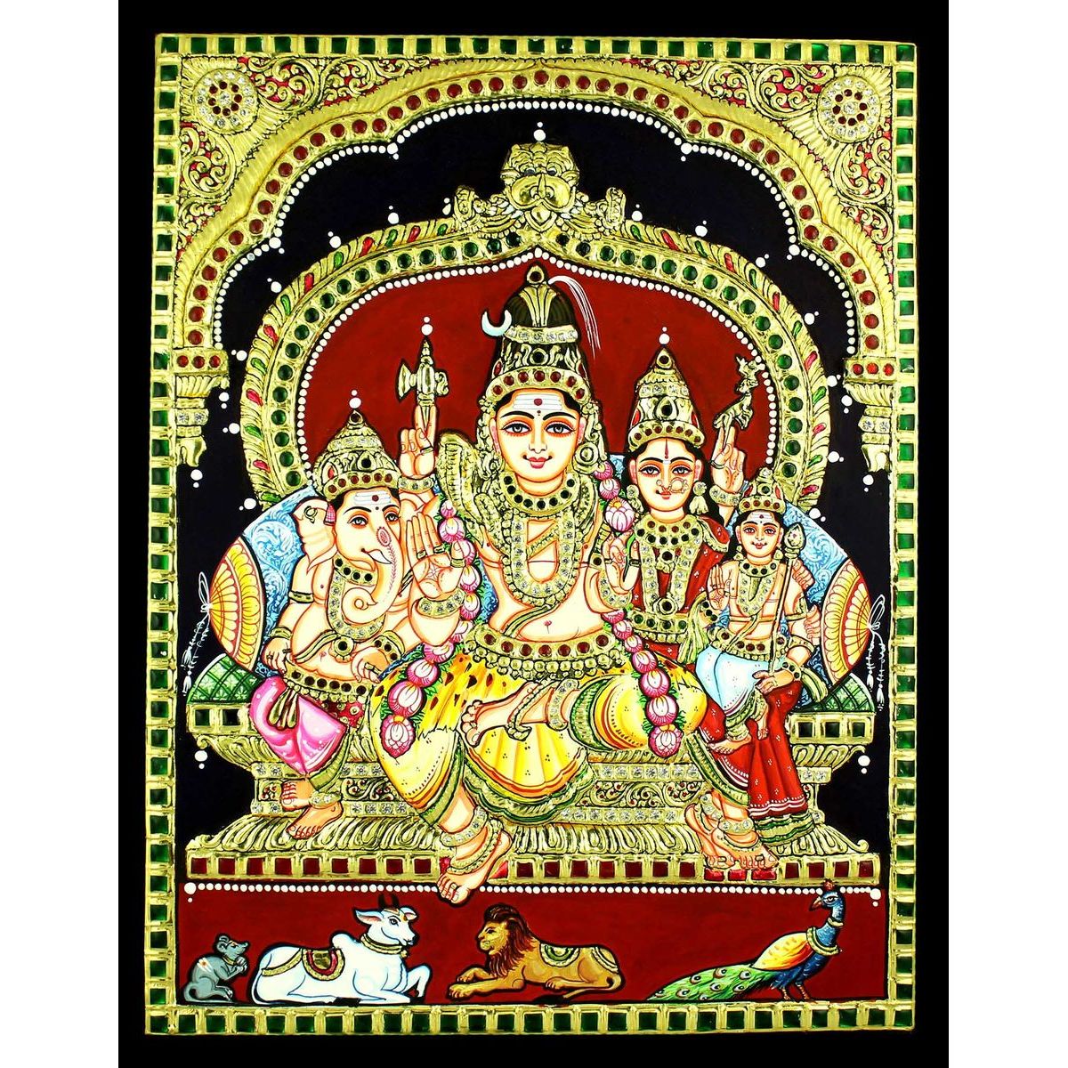 TANJORE PAINTING SHIVA FAMILY