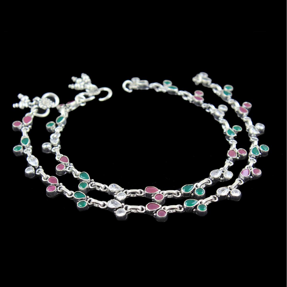 Ruby Stretch Ankle Bracelet  July Birthstone  Set of 3  Petite to P   Ankle Bling