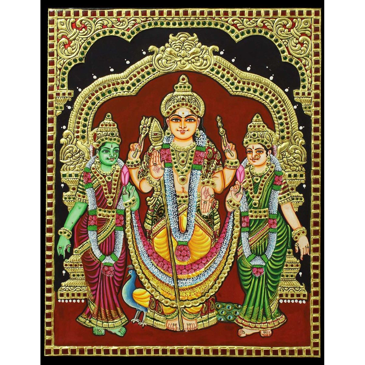 Tanjore Painting Murugan Valli Devayani