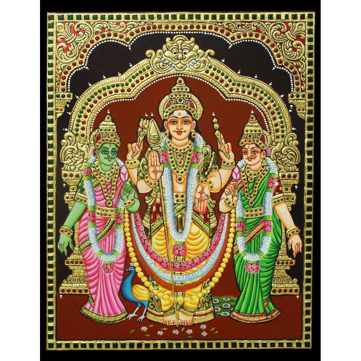 Tanjore Painting Murugan Valli Devayani