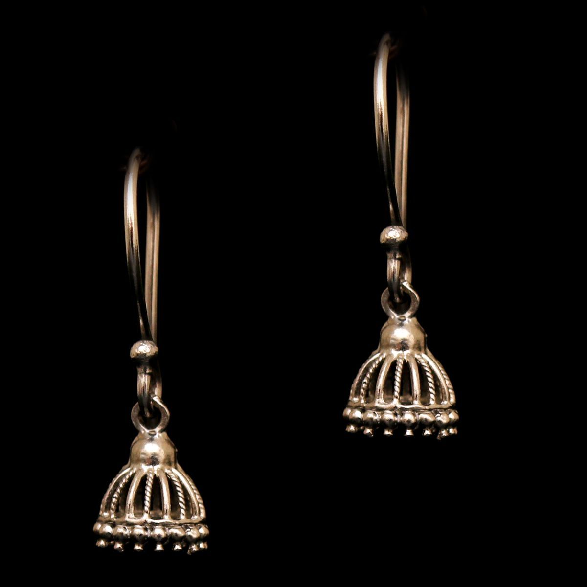 silver hanging jhumkas