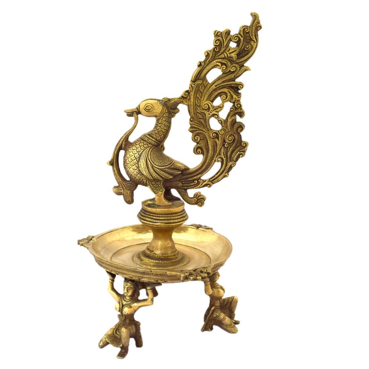 peacock lamp brass