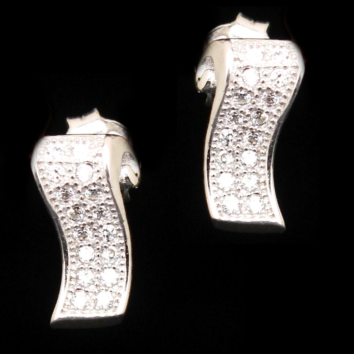 925 Sterling Silver Round Cut White CZ Clip Ear Cuff Stud Earrings   atjewelsin