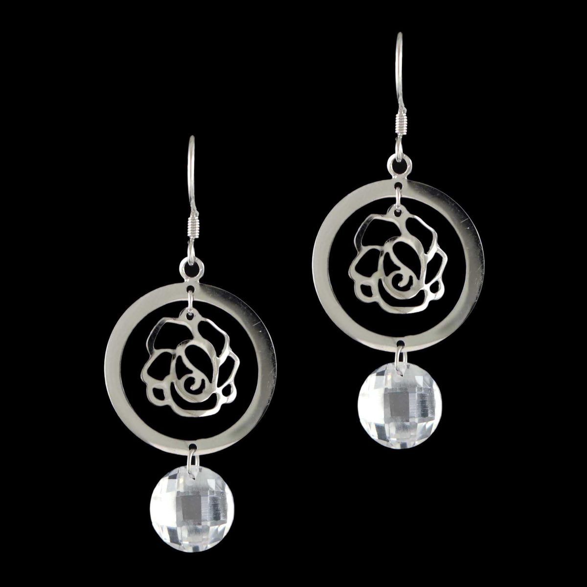 Blisse Allure 925 Three Tone Sterling Silver CZ Latch Back Earrings   Blisseallurein