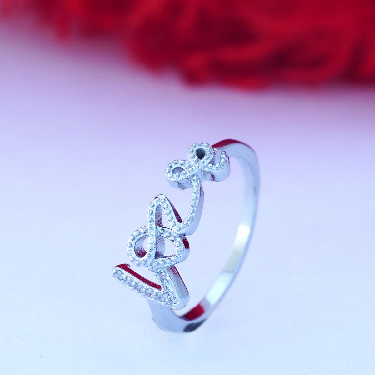 atjewels 925 Sterling Silver with White Round Zirconia Love Ring For U –  atjewels.in