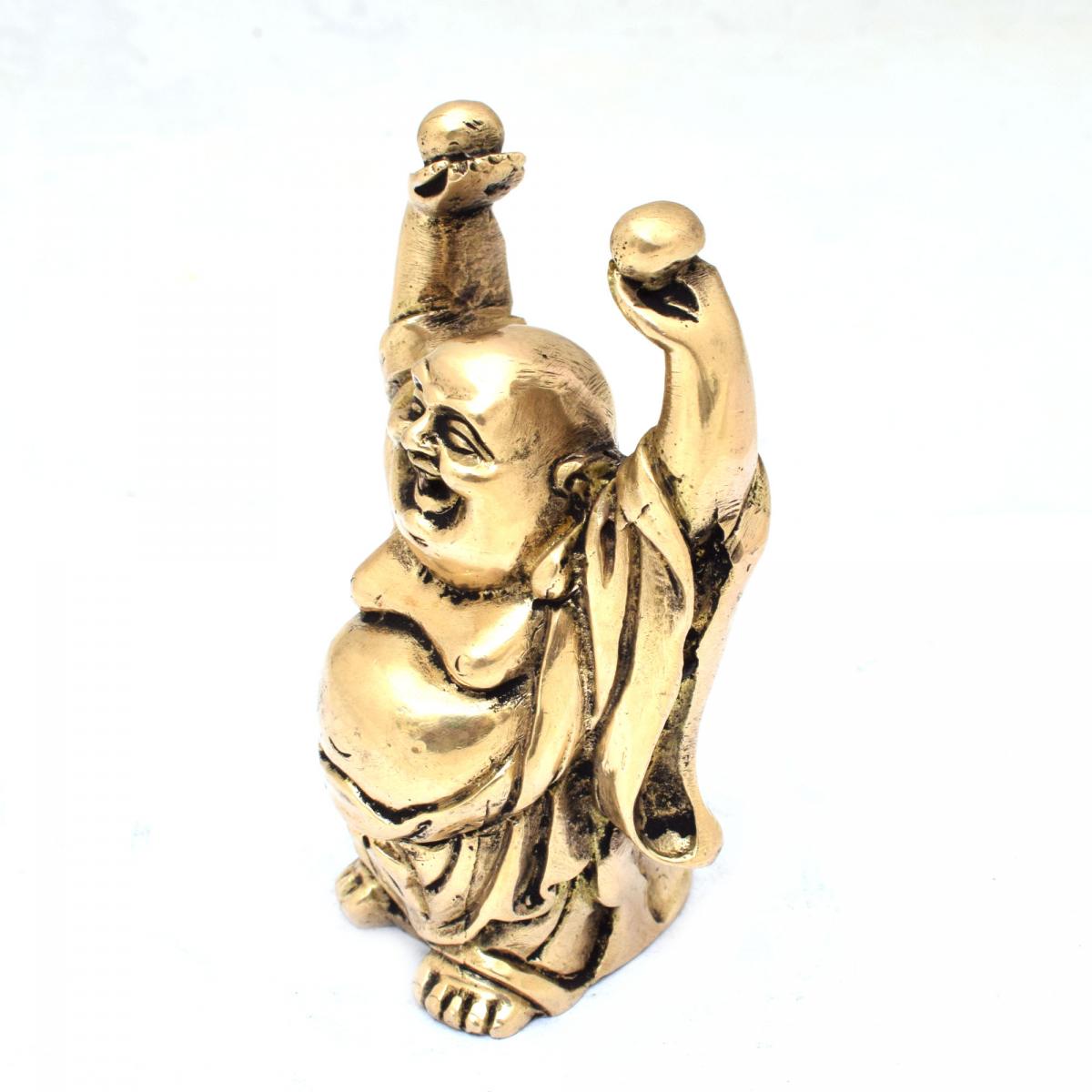 BRASS HAPPY MAN LAUGHING BUDDHA FOR MONEY AND WEALTH