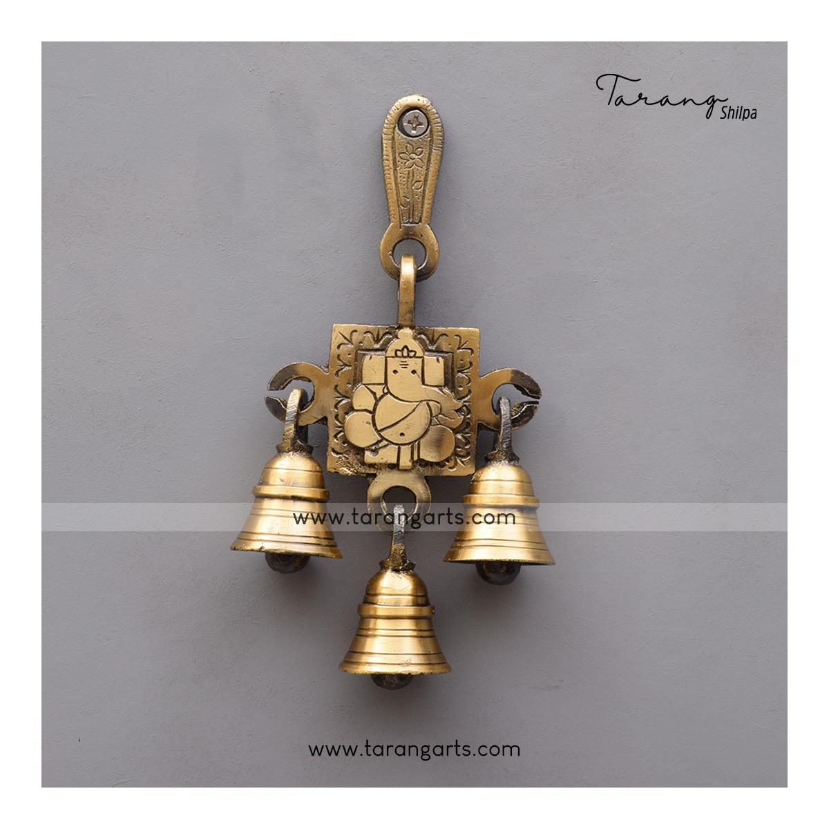 Wall Hanging Bell Om Ganesha Ganesh Statue Hindu God Brass Vastu Bell Home Decor 