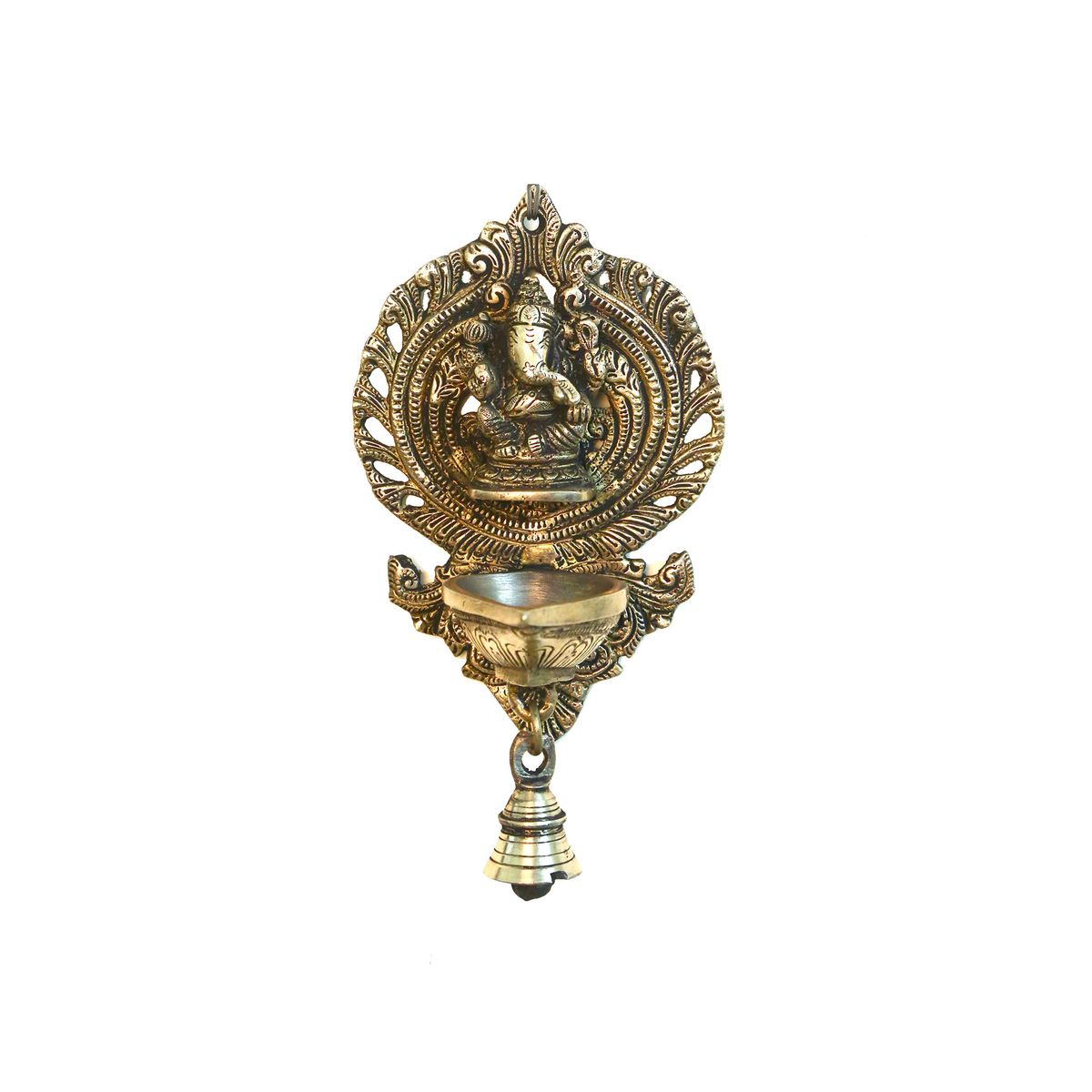 brass ganesha diya