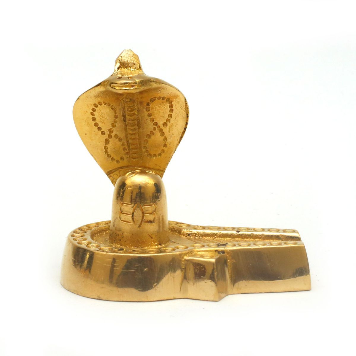 BRASS SHIVALINGA IDOL WITH SNAKE