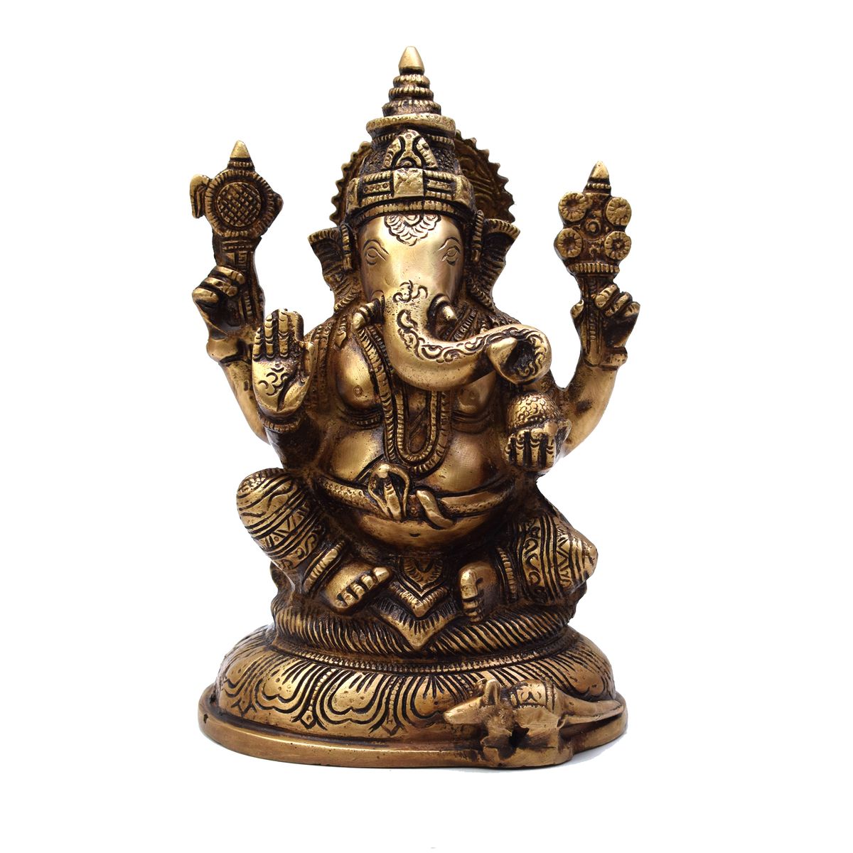 COMPASS Ganesh Design Brass Home Decor | Door Decor | Door Knocker with  Antique Finish | 7.5 | Pack of 1