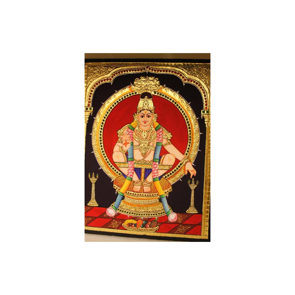 22ct Gold Handmade Lord Ayyappa Tanjore Painting
