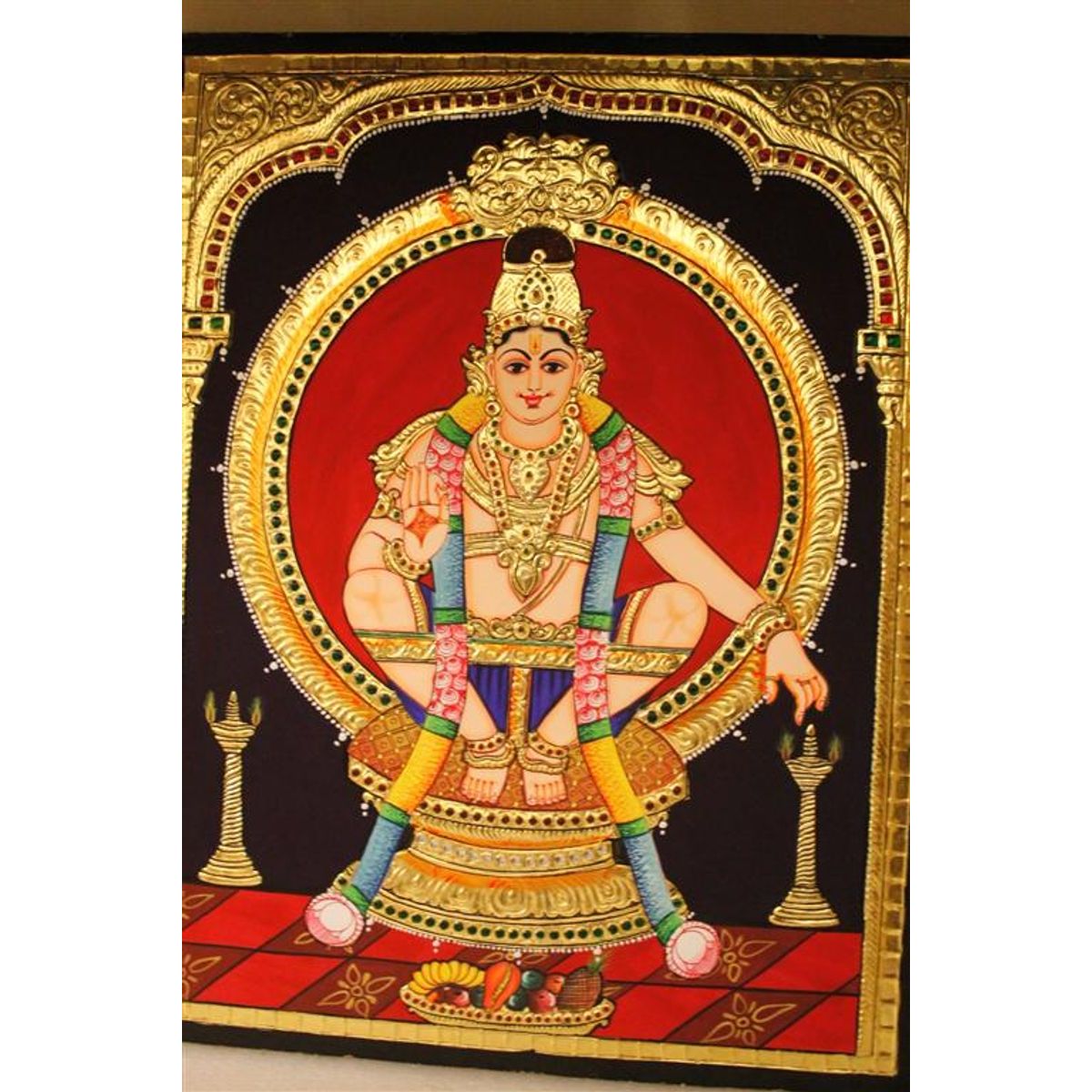 22ct Gold Handmade Lord Ayyappa Tanjore Painting