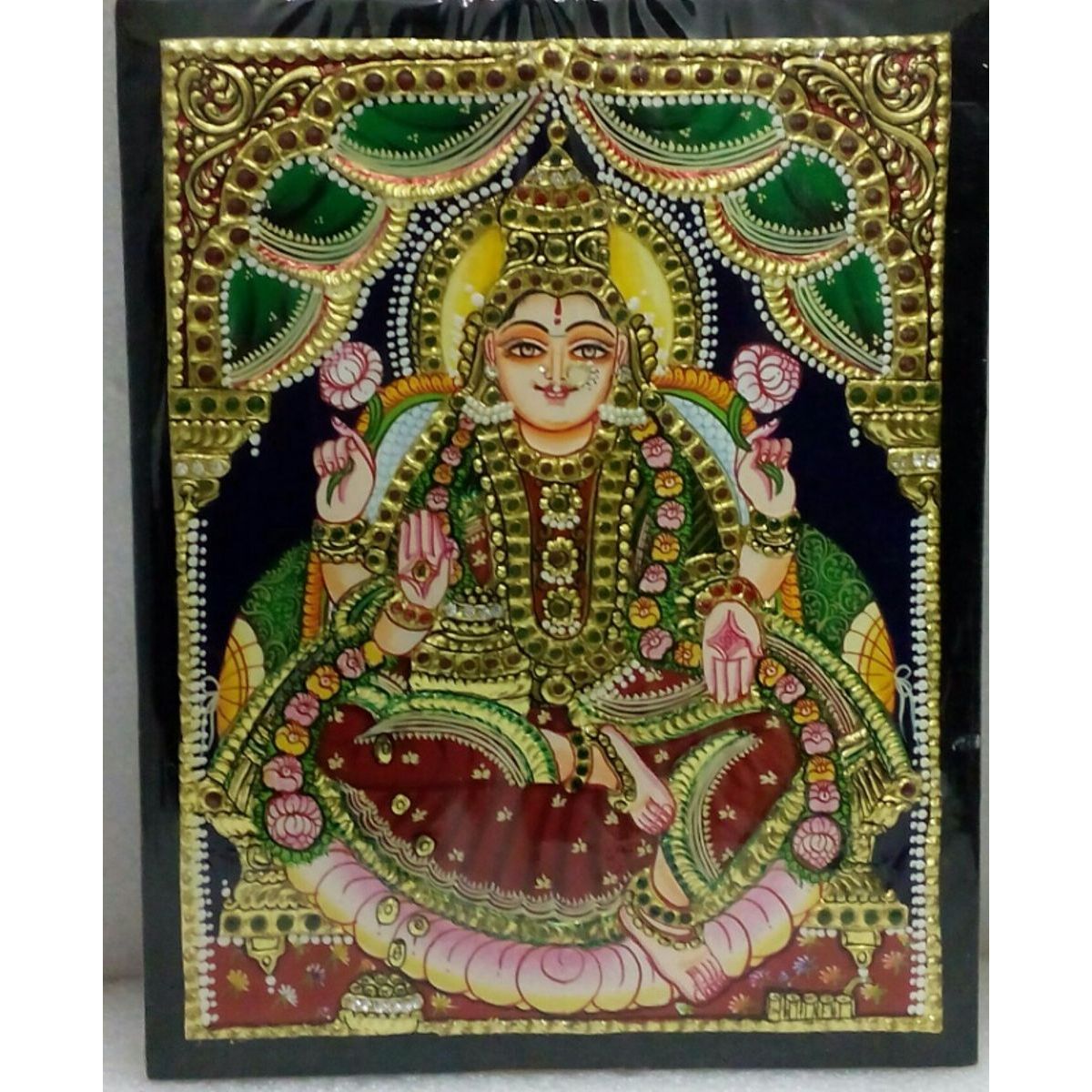 22ct Gold Goddess Lakshmi Dhana Lakshmi Tanjore Painting