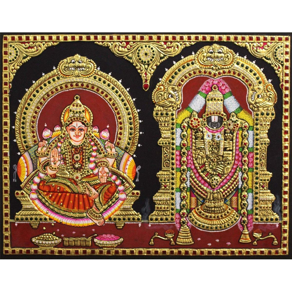 TANJORE PAINTING BALAJI SIDE LAKSHMI   Tanjore Painting Balaji Side Lakshmi 