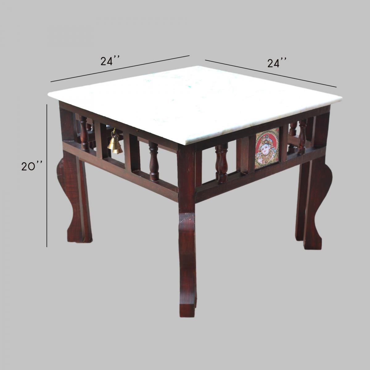 WHITE MARBLE TOPPED WOODEN CENTRE TABLE WITH ...