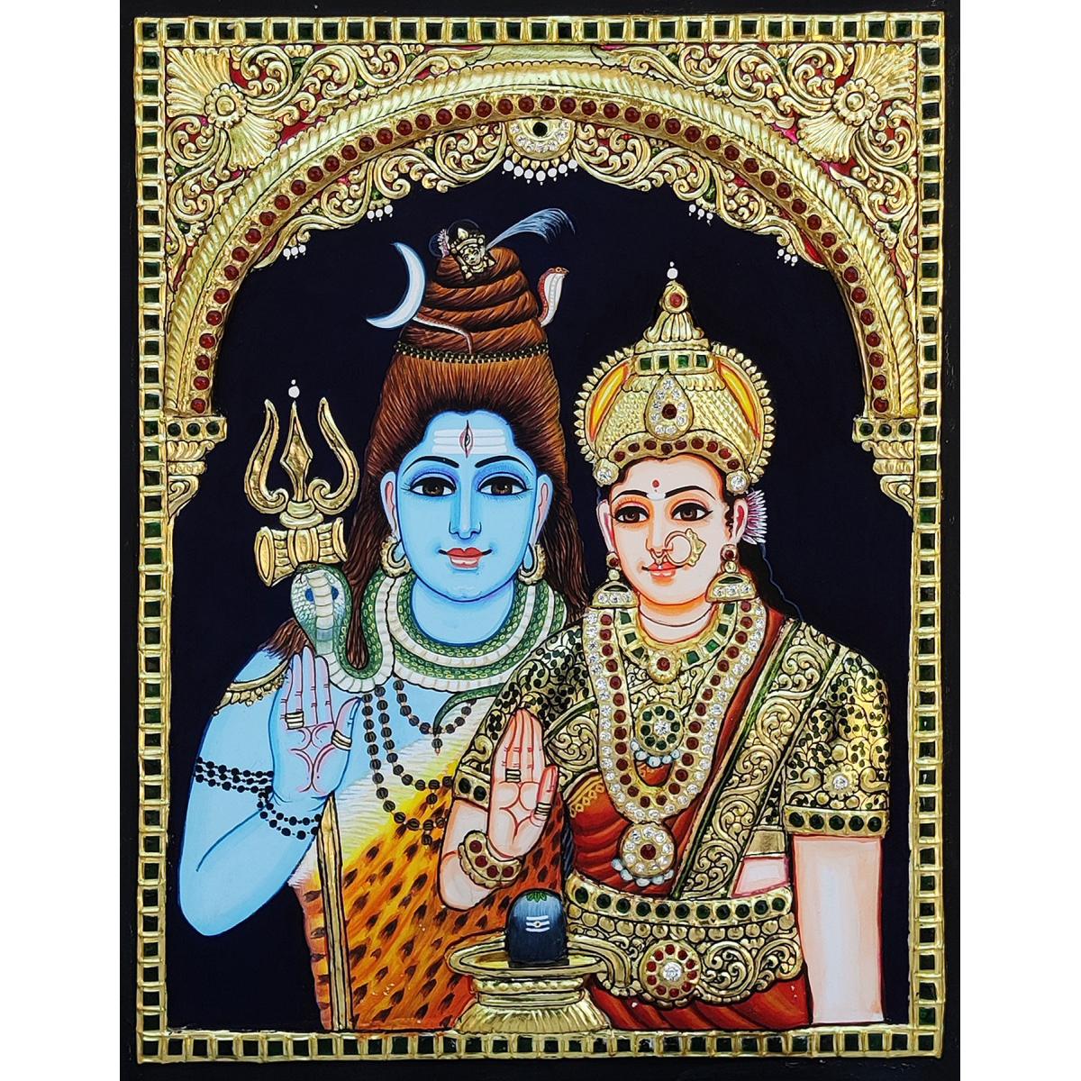 TANJORE PAINTING SHIVA PARVATHY