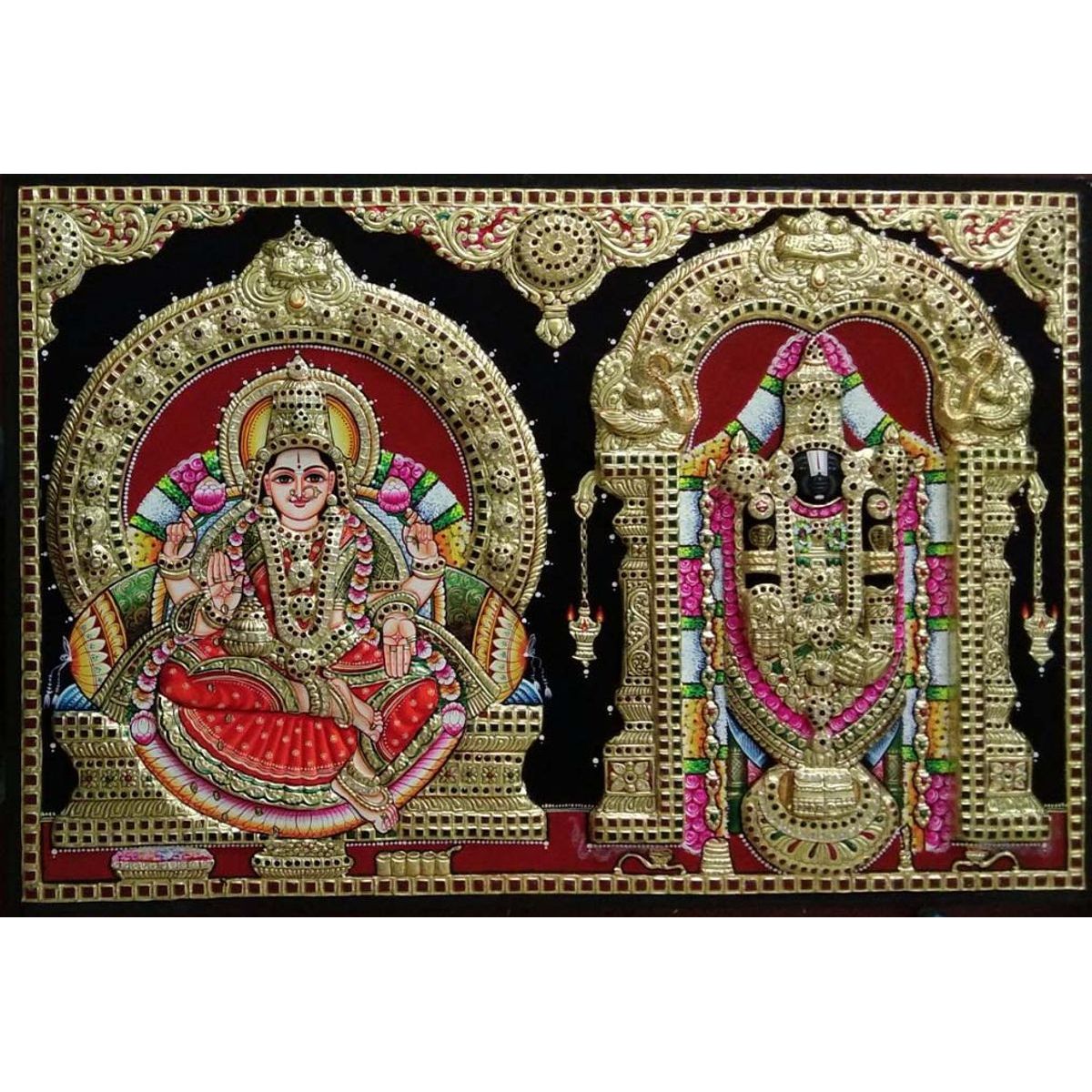 TANJORE PAINTING BALAJI SIDE LAKSHMI TANJORE PAINTING BALAJI SIDE LAKSHMI