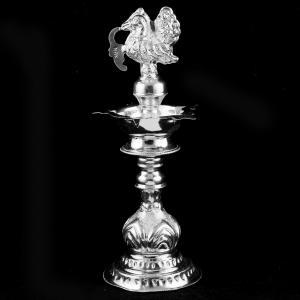 Silver Peacock Design Traditional Lamp