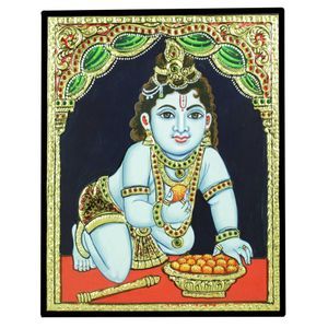 TANJORE PAINTING BUTTER KRISHNA