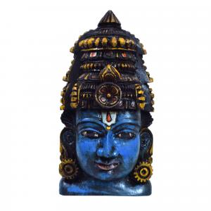 HAND PAINTED WOODEN VISHNU FACE MASK WITH WALL HANGING