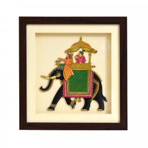 MARBLE ELEPHANT PAINTING WITH FRAME