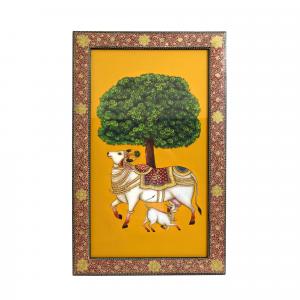 CANVAS PAINTING COW AND CALF WITH TREE