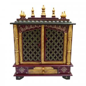 HAND PAINTED WOODEN MANDIR FOR HOME DECOR