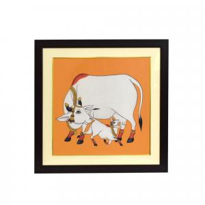 PICHWAI PAINTING COW WITH CALF FOR HOME DECORE