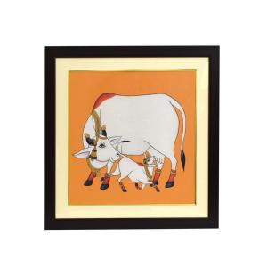 PICHWAI PAINTING COW WITH CALF FOR HOME DECORE