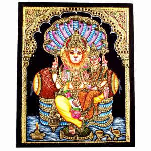 22ct Gold Handmade Lakshmi Narasimhar Tanjore Painting