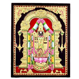 22ct Gold Handmade Lord Balaji With Lakshmi Tanjore Painting