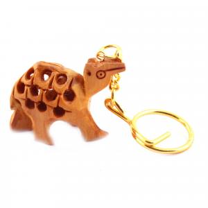 WOODENCARVING JALI KEY CHAIN  CAMLE