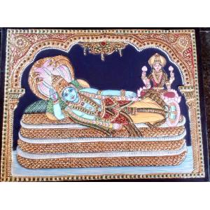 22ct Gold Anantha Padmanabha Sridevi Boodevi Tanjore Painting