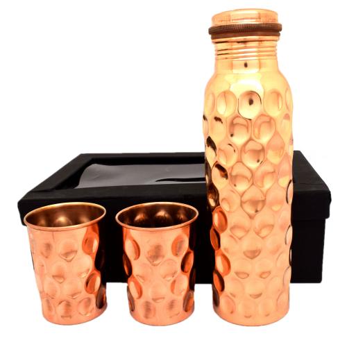 COPPER BOTTLE WITH GLASS(1 BOTTLE AND 2 GLASS SET)