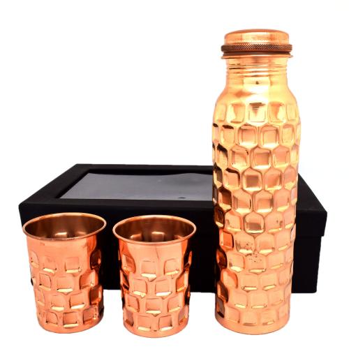 COPPER BOTTLE WITH GLASS(1 BOTTEL AND 2 GLASS SET)