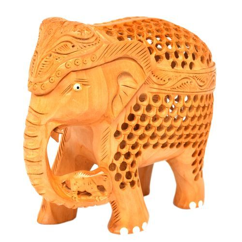 WOODEN ELEPHANT WITH BABY