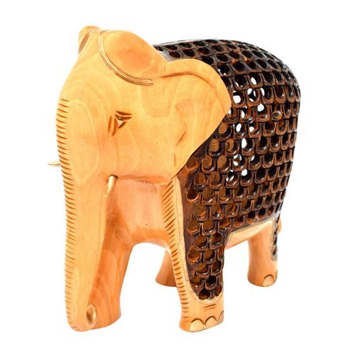 WHITE WOOD ELEPHANT CARVING
