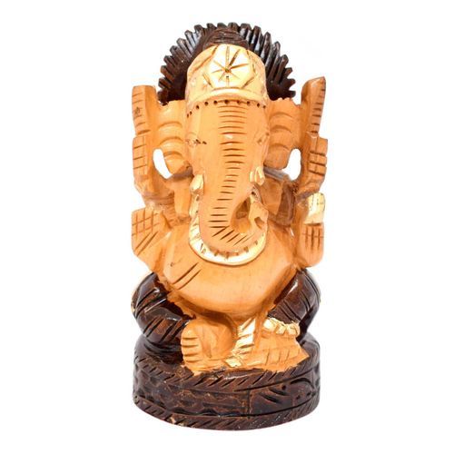 WOODEN GANESHA SITTING