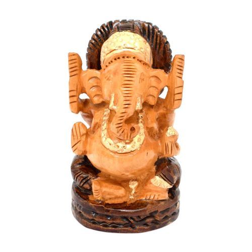 WOODEN GANESHA SITTING