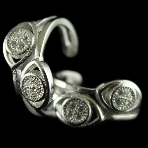 92.5 Sterling Silver Fancy Design Toe Rings Studded Zircon Stones