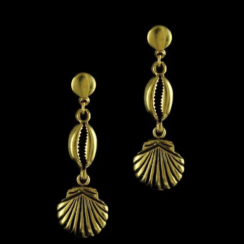 92.5 Sterling Silver Gold Plated Fancy Design Hanging Earrings