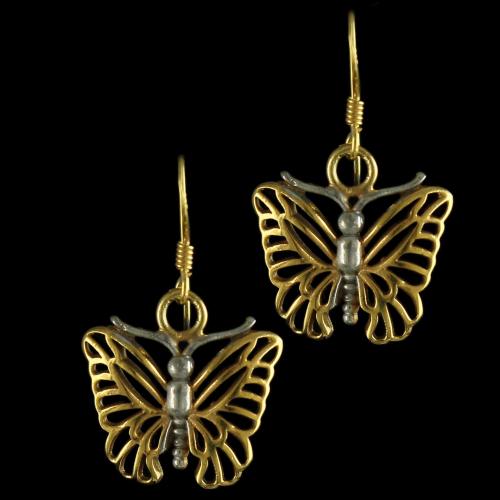 92.5 Gold Plated Silver Butterfully Design Hanging Earrings