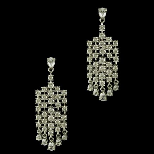 92.5 Sterling Silver Fancy Earrings Studded sworvski Zircon Stones