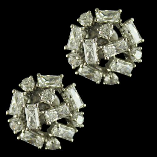 92.5 Sterling Silver Fancy Earrings Studded sworvski Zircon Stones
