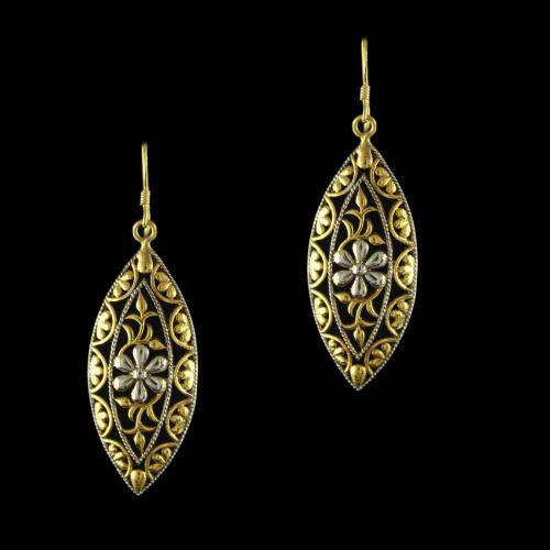 92.5 Gold Plated Silver Fancy Design Hanging Earrings