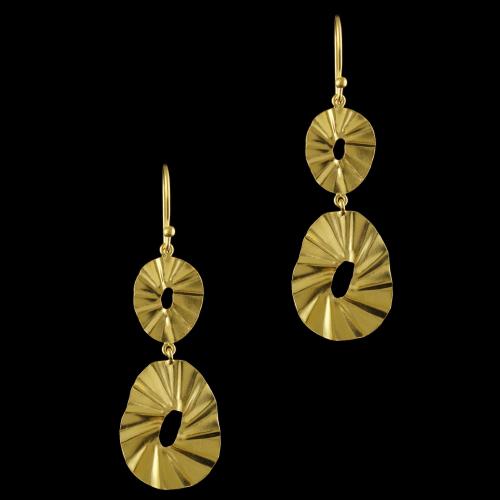 Silver Gold Plated Floral Design Hanging Earrings