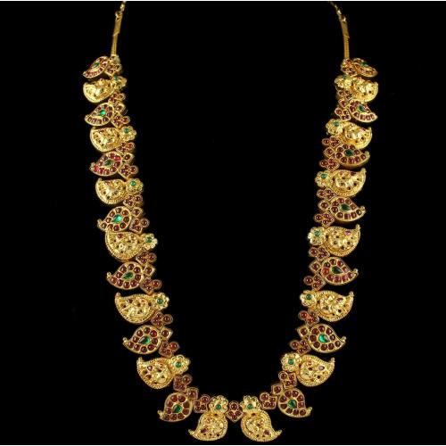 Gold Plated Mango Design Necklace Studded Onyx Stones
