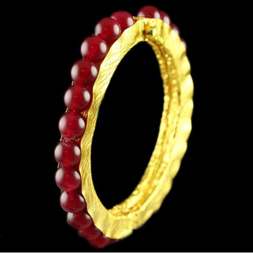Silver Gold Plated Bangle Studded Red Onyx